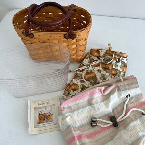 2001 Longaberger Small Boardwalk Basket Purse w/ Two Liners
